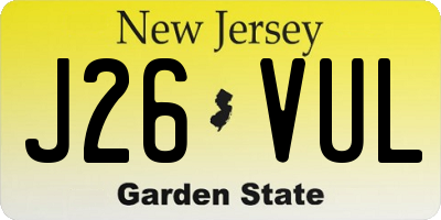 NJ license plate J26VUL