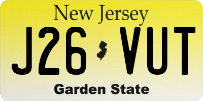 NJ license plate J26VUT