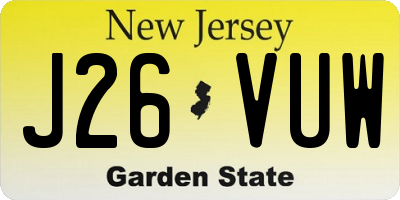 NJ license plate J26VUW
