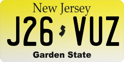 NJ license plate J26VUZ