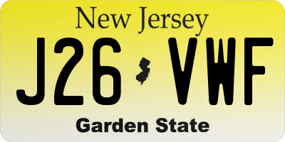 NJ license plate J26VWF