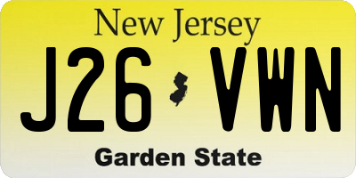 NJ license plate J26VWN