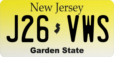 NJ license plate J26VWS