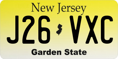 NJ license plate J26VXC