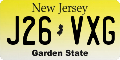 NJ license plate J26VXG