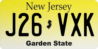 NJ license plate J26VXK