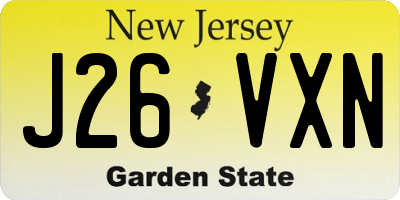 NJ license plate J26VXN