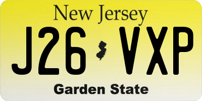NJ license plate J26VXP