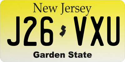 NJ license plate J26VXU