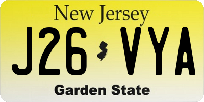 NJ license plate J26VYA