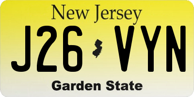 NJ license plate J26VYN