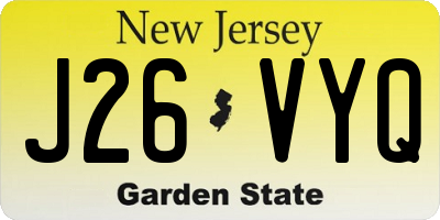 NJ license plate J26VYQ