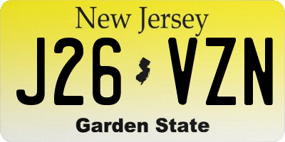NJ license plate J26VZN