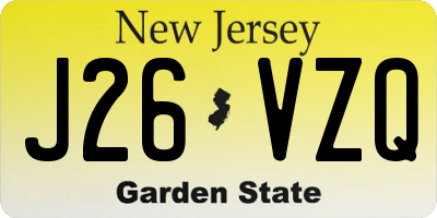 NJ license plate J26VZQ
