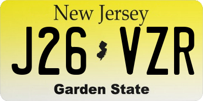 NJ license plate J26VZR