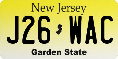 NJ license plate J26WAC