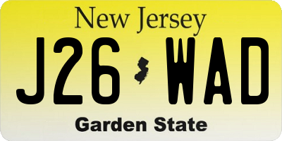 NJ license plate J26WAD