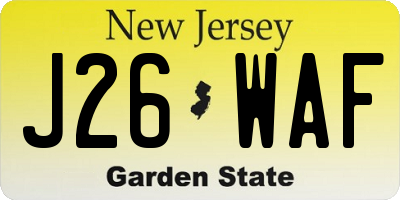 NJ license plate J26WAF
