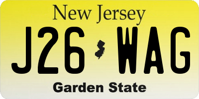 NJ license plate J26WAG