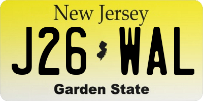 NJ license plate J26WAL