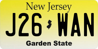 NJ license plate J26WAN