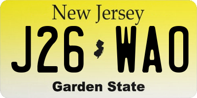NJ license plate J26WAO