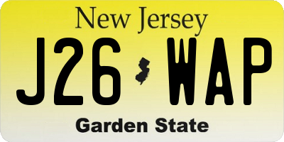 NJ license plate J26WAP