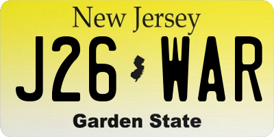 NJ license plate J26WAR