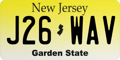 NJ license plate J26WAV