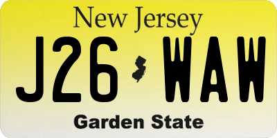 NJ license plate J26WAW