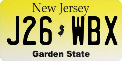 NJ license plate J26WBX