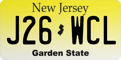NJ license plate J26WCL