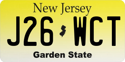 NJ license plate J26WCT