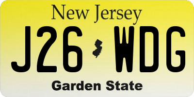 NJ license plate J26WDG