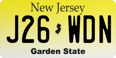 NJ license plate J26WDN