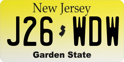 NJ license plate J26WDW