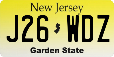 NJ license plate J26WDZ