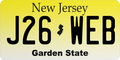 NJ license plate J26WEB
