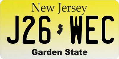 NJ license plate J26WEC