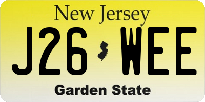 NJ license plate J26WEE