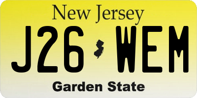 NJ license plate J26WEM