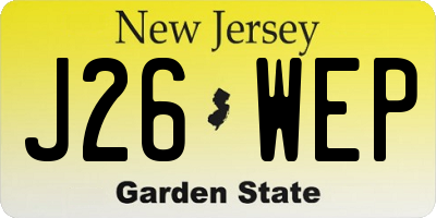 NJ license plate J26WEP