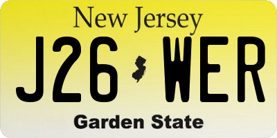 NJ license plate J26WER