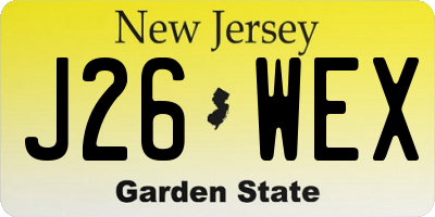 NJ license plate J26WEX