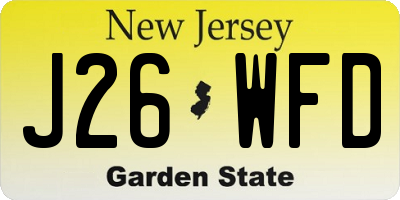 NJ license plate J26WFD