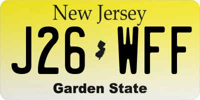 NJ license plate J26WFF