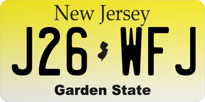 NJ license plate J26WFJ