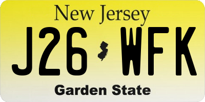 NJ license plate J26WFK