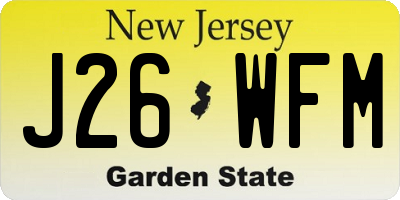 NJ license plate J26WFM