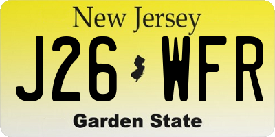 NJ license plate J26WFR